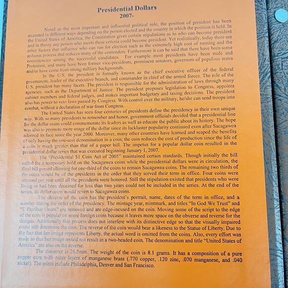 Dansco US Presidential One Dollar Coin Notebook - Picture 2 of 3